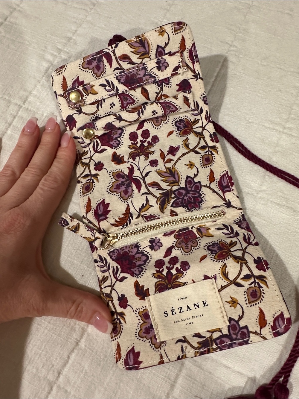 Floral Printed Jewelry Case in Purple and Cream - Picture 2 of 4
